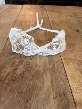 Sheer White Floral Lace Bralette - Women Hair Bras